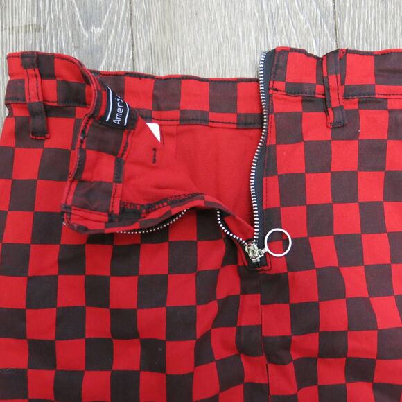 AMERICAN BAZI Mini Skirt Size M Women Red/Black Check with Zipper Streetwear - Picture 3 of 4